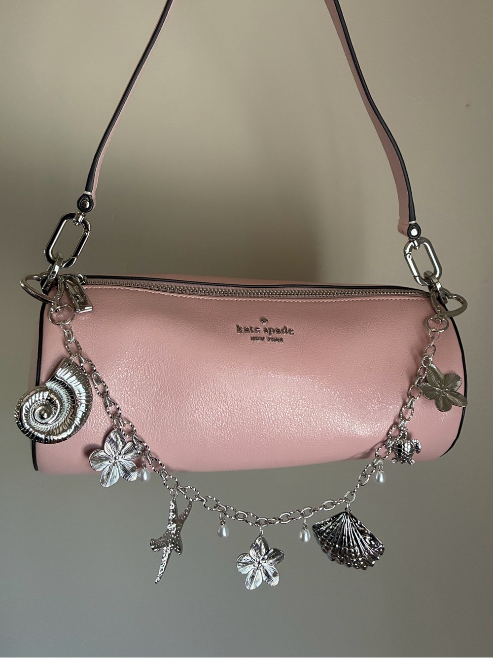 Silver chain ocean charms purse strap